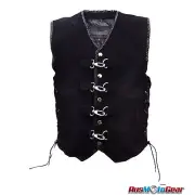 Suede Leather Vest Waist Coat Biker Vest Motorcycle Vest Braided Throughout