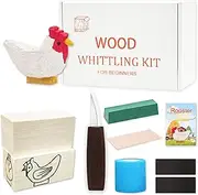 Wood Carving Kit, Chicken Carving DIY Kits for Adults,Wood Carving Tools with 1 Wood Carving Knives 2 Balsa Blocks (Rooster)