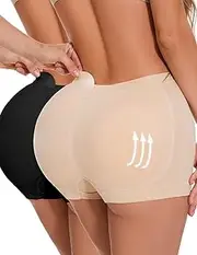 [Zimi Collection] Zimi Women's Butt Lift Tummy Control Yoga Shorts - Adjustable Removable Hip Pads, Seamless Shapewear with No Roll Waistband & Breathable Nylon-Spandex Blend L-2XL