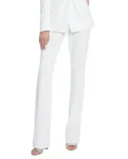 Badgley Mischka Sequin Boot-Cut Pants $355 WHITE BSP3272A SZ 10 NWT BRIDAL