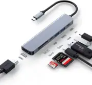 USB C Hub Adapter 7 in 1 4k HDMI Output Card Read and USB Hub with HDMI Support