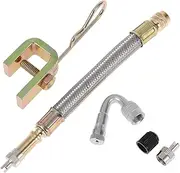 X AUTOHAUX 1 Set 45 Degree Copper Tire Valve Extension with Flexible Stainless Steel 140mm Tire Valve Stem Extension for Car Motorcycle RV Truck Bike