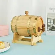 Wooden Wine Barrel 1.5L Pine Wood Beer Barrel Sealing Whiskey Barrel Dispenser Premium Brandy Bucket Wine Storage Barrel with Tap for Wine Beer Brandy Whiskey Tequila
