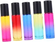 HONITANO 10pcs Color Gradient Refillable Roll Bottle for Essential Oils Portable Mini Bottle with Black Lid Leak Design for Travel and Home Use