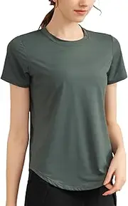 [SHEKINI] Women's Workout T Shirts Short Sleeve Gym Running Athletic Tops Quick Dry Crewneck Yoga Shirts