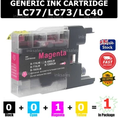 1x Generic Ink Cartridge LC40 LC-40 Magenta For Brother DCPJ525W J725W MFC-J430W