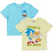 Sonic The Hedgehog Kids Print Tee 2 Pack - Yellow & Blue
