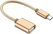 TEHAUX Type C to Adapter Cable Durable Connect Cable for Smartphones Laptops Tablets Data Transfer with Housing Gold Finish