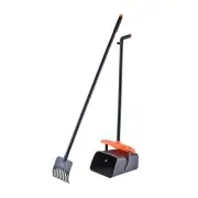 2 Pieces Dog Poo Scooper Tray and Rake Scoop Odorproof with Long Handle Dog Poo