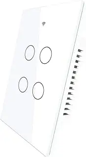 Upgraded 4 Gang Wi-Fi Smart Touch Switch Easy Pairing Multi-Control Association Backlight ON/Off APP Control Voice Control Compatible with Alexa/Google Home Timing Sharing Relay Status Wall Lig