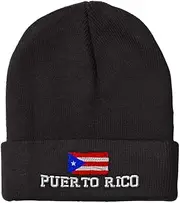 [Speedy Pros] Custom Beanies for Men Puerto Rican Flag Puerto Rico Embroidery Winter Hats for Women Skull Cap 1 Size