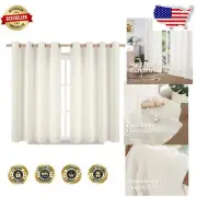 Modern Light Filtering Ivory Curtains - 54" Faux Linen Grommet Panels, 2-Pack