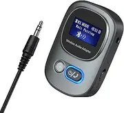 Bluetooth 5.3 Transmitter & Receiver, Bluetooth Adapter Audio with LED Display, Hand-Free Call 3.5mm Bluetooth Aux Adapter, Support TF Card, Volume Control, for Car, PC, TV, Home Audio
