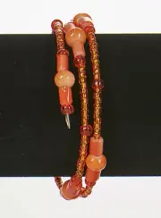 Memory Wire Bracelet - Orange Seed Bead 2 1/2 wraps
