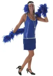 Women's Blue Fringe and Sequin 1920s Flapper Dress Costume SIZE S (NEW)