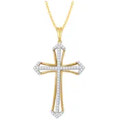 Brilliant Claw and Fancy Cross Necklace with 1/2ct of Diamonds in 9kt Yellow Gold