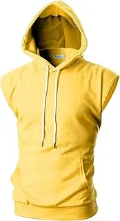 [OHOO] Mens Casual Slim Fit Zip-up Hoodie Vest Lightweight 100% Cotton with Double Slide Zipper