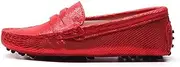 [ZIRIA] Shoes Women Leather Spring Flat Shoes Casual Loafers Slip On Women's Flats Shoes Lady Driving Shoes RED