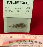 MUSTAD 94840 #16 Bronze DRY FLY, NYMPH HOOKS - 25pk.