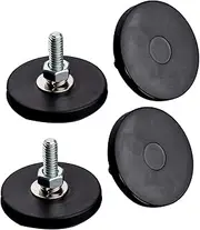 MUTUACTOR 4pcs Neodymium Magnet Base with Rubber Coating and 1/4”-20 Male Threaded Stud, Vertical Magnetic Pull-Force 18.5lbs No-Slip,Anti-Scratch Strong Magnet Mount for Camera, Pan Heads