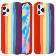 For iPhone 12 Pro Max Case, Rainbow Liquid Silicone Shockproof Full Coverage Protective Cover
