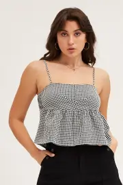Check Panel Detail Cami - Size 12, Women's Top