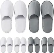 DECOUE 6 Pairs Disposable Slippers for Guest, Non Slip Spa Slippers, 3 White M+3 Grey L (Crystal Velvet), Medium Women/Large Men