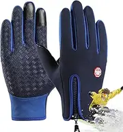 [Generic] Snowboarding Gloves - Windproof Waterproof Touch Screen Gloves,Zipper Design Warm Gloves, Cold Weather Cycling Gear for Women Men