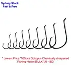 100Pcs Size 1/0-8/0 Chemically Sharpened Octopus Circle Fishing Hook Bulk Sale