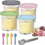 [AFINSEA] Creami Pints and Lids for Ninja,4 pack Creamy Icecream Containers Cups Jars Tubs Canisters Set,Smoothie Pot Compatible with NC299AMZ & NC300s Series Creamer Ice Cream Maker Machine