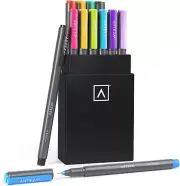 Micro-Line Ink Pens, Set of 12 Colorful Size 01 (0.25-Mm) Fineliners, Archival I