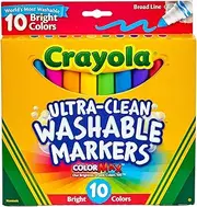 Crayola 10 Pack Ultra Clean Washable Markers, Bright Neon Colours, Broadline Tips, Perfect Drawing and Colouring Markers, Safe and Nontoxic, Great for Arts & Crafts, School and Home