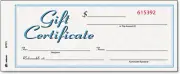Gift Certificate Book, Carbonless, Single Paper, 3.4 X 8 Inches, White/Canary, 2