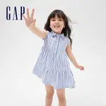 GAP 女幼童裝 清爽條紋寬鬆短袖洋裝-藍白條紋(830671)