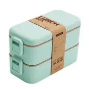 Wheat straw Lunch Box Japanese Bento Box With Tableware Microwaveable Double layer Food Box for Kids Student Food Warmer