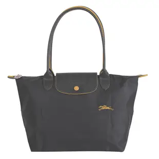 LONGCHAMP LE PLIAGE小馬logo長把尼龍手提包/灰S