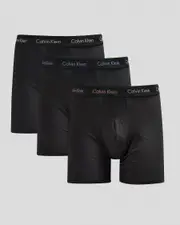 [Calvin Klein] Calvin Klein Men's Cotton Stretch Boxer Brief 3 Pack in Black W/Royal Iris/Authentic Grey Size Medium M Black W/Royal Iris/Authentic Grey