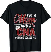 [X.Style] CNA Nursing Tee I'm A CNA Mom Nothing Scares Me ds014 T-Shirt (S) Black