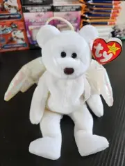 1998 Ty Beanie Babies Halo the Angel Bear RARE with brown nose w/Tag and Case