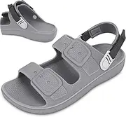 [BBMVP] Slides for Men, Adjustable Beach Sandal Platform Sandals Comfort Lightweight Ultra Cushion EVA Slides, Grey, 12