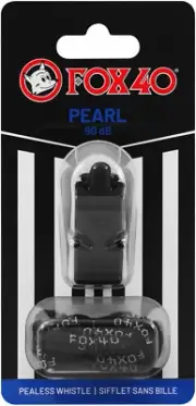 Fox 40 Pearl Official Whistle with Lanyard, Black Colour:Black Size:F/S