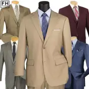 VINCI Men's Textured Weave 2-Button Classic Fit Suit - 36S-56L, 5 Colors - NEW