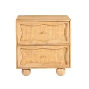 [James Lane] Baxter Mango Wood and Rattan Bedside Table - 2 Drawer