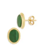 Bloomingdale's Fine Collection Malachite Stud Earrings in 14K Yellow Gold
