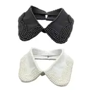 White Black Detachable Collar False Collar Pearls Embellished Collar All-match