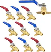 HeSun 10 PCs 1/2 Inch PEX A Expansion Ball Valve with Drop Ear,Brass Shut Off Valve Fit PEX A Expansion Pipe, ASTM F1960, Red&Blue