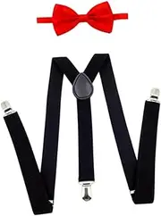 [STARTIST] Mens Suspenders Bowtie Set Elastic Band Y Back Braces for Halloween Formal Wear