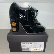 NIB Dolce&Gabbana DG Swarovski crystal-embellished patent ankle boots Size 36