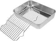 ELAYARD 1Set Barbecue Plate with Rack Multi Function Portable Grilling Tray for Baking Roasting Meats Vegetables for Camping and Outdoor Cooking