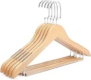 Coat Hanger Wooden Suit Coat Hangers Smooth Finish Wooden Dress Hangers with Non Slip Pant Bar, 360 Swivel Hook and Notches for Jacket Pant Shirt Clothes Hanger (Color : Natural, Size : 5 Pack)